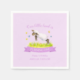 春子羊かわいい紫色の一誕生日をスキップ スタンダードカクテルナプキン