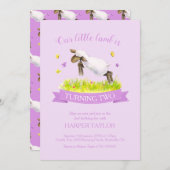 春子羊かわいい紫色の2番目の誕生日をスキップ 招待状 (正面/裏面)