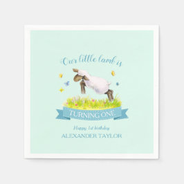 春子羊かわいい1歳の誕生日をスキップ スタンダードカクテルナプキン