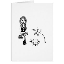 春季の少女とラディバグ・ドードル・アート