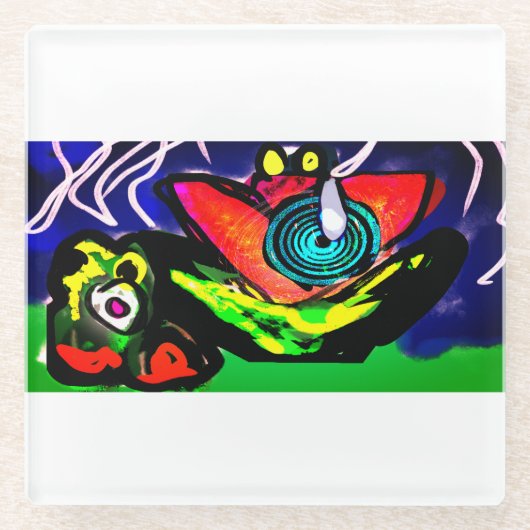 春季花蛙 ガラスコースター (正面)