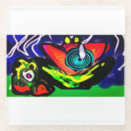 春季花蛙 ガラスコースター