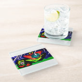 春季花蛙 ガラスコースター (アングル)