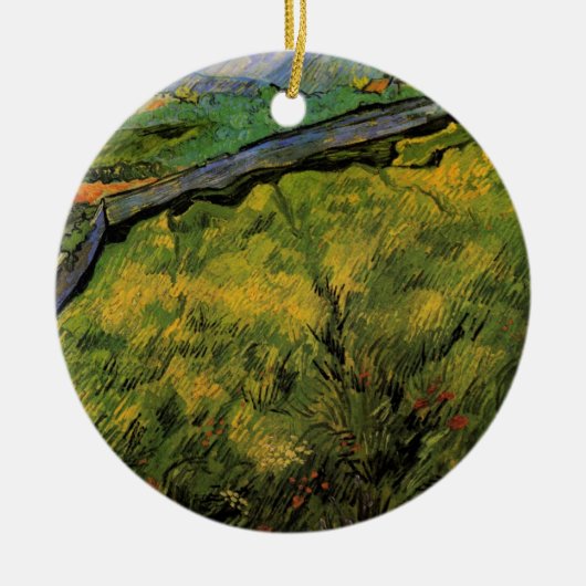 春小麦のフィールド、日の出Vincent vanゴッホ セラミックオーナメント (正面)