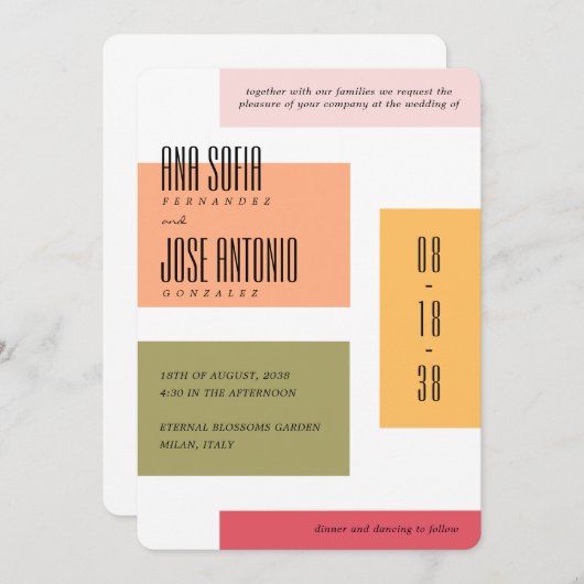 春幾何カラフル世紀結婚中期 招待状 (正面/裏面)