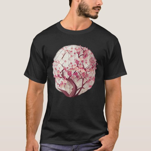 春幾何学模様さくらんぼの花の球体 Tシャツ (正面)