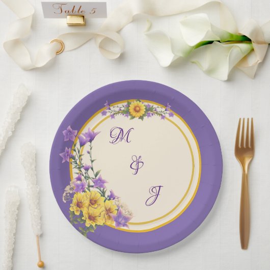 春庭園の結婚式クリーム ペーパープレート (ウェディング)