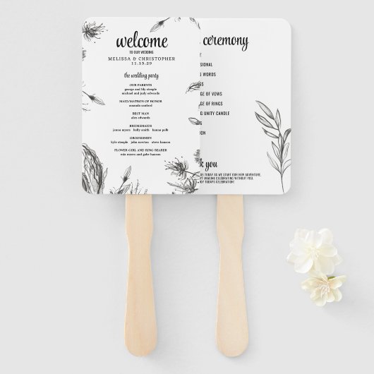 春庭園の結婚式式プログラム ハンドファン (正面&裏面)