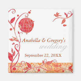 春愛の鳥のケージ結婚式の日付を保存 マグネット