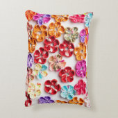 春手作り縫い布数々の花色 アクセントクッション (裏面(縦))