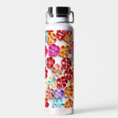 春手作り縫い布数々の花色 ウォーターボトル (背面)