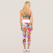 春手作り縫い布数々の花色 カプリレギンス (裏面)