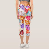 春手作り縫い布数々の花色 カプリレギンス (裏面)