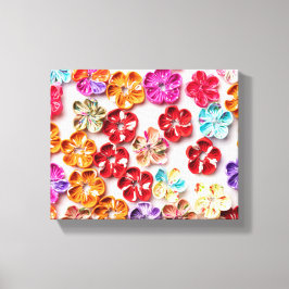 春手作り縫い布数々の花色 キャンバスプリント