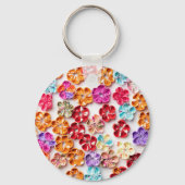 春手作り縫い布数々の花色 キーホルダー (裏面)