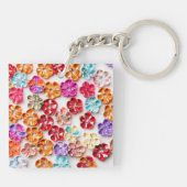 春手作り縫い布数々の花色 キーホルダー (裏面)
