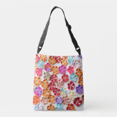 春手作り縫い布数々の花色 クロスボディバッグ (裏面)