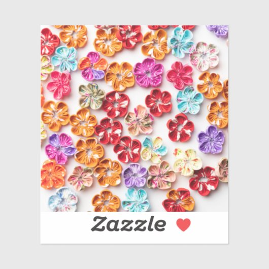 春手作り縫い布数々の花色 シール (シート)