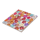 春手作り縫い布数々の花色 タイル (側面)