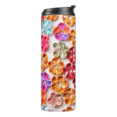 春手作り縫い布数々の花色 タンブラー (回転左)