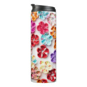 春手作り縫い布数々の花色 タンブラー (回転右)