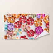 春手作り縫い布数々の花色 バスタオルセット (ハンドタオル)