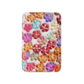 春手作り縫い布数々の花色 バスマット (正面縦)