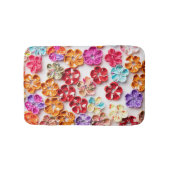 春手作り縫い布数々の花色 バスマット (正面)