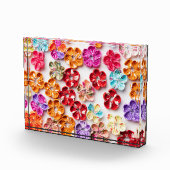 春手作り縫い布数々の花色 フォトブロック (右)