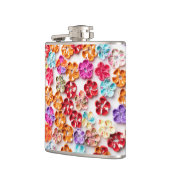 春手作り縫い布数々の花色 フラスク (左)