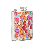 春手作り縫い布数々の花色 フラスク (右)