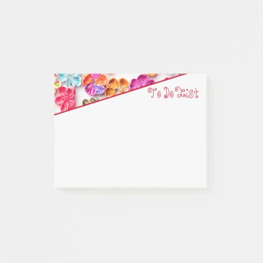 春手作り縫い布数々の花色 ポストイット (正面)