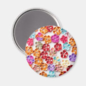 春手作り縫い布数々の花色 マグネット (正面/裏面)