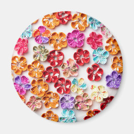 春手作り縫い布数々の花色 マグネット