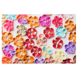 春手作り縫い布数々の花色 メタルプリント