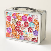 春手作り縫い布数々の花色 メタルランチボックス (裏面)