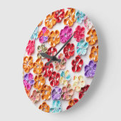 春手作り縫い布数々の花色 ラージ壁時計 (傾斜)