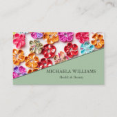 春手作り縫い布数々の花色 名刺 (正面)