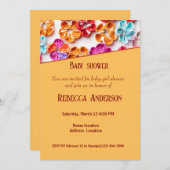 春手作り縫い布数々の花色 招待状 (正面/裏面)