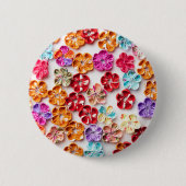 春手作り縫い布数々の花色 缶バッジ (正面)
