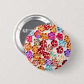 春手作り縫い布数々の花色 缶バッジ (正面&裏面)