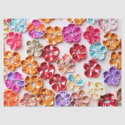 春手作り縫い布数々の花色 薄葉紙 (正面)