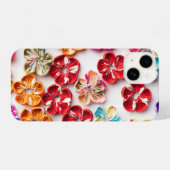 春手作り縫い布数々の花色 iPhoneケース (裏面横)