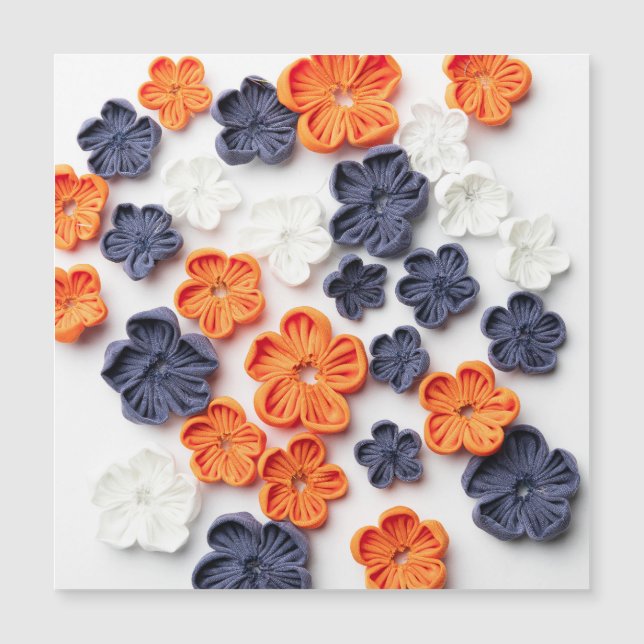 春手作り縫製織花オレンジブルー (正面)