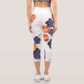 春手作り縫製織花オレンジブルー カプリレギンス (裏面)