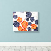 春手作り縫製織花オレンジブルー キャンバスプリント (インサイチュ (ウッドフロア))