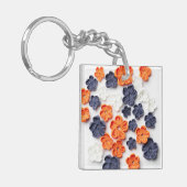 春手作り縫製織花オレンジブルー キーホルダー (正面左)