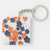 春手作り縫製織花オレンジブルー キーホルダー (裏面)