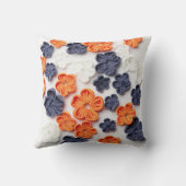 春手作り縫製織花オレンジブルー クッション (裏面)