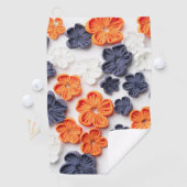 春手作り縫製織花オレンジブルー ゴルフタオル (インサイチュ)